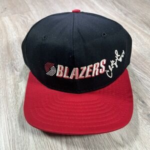 VTG Portland Trailbalzers Cylde Drexler Snapback Hat‎ NBA AJD Black Red USA